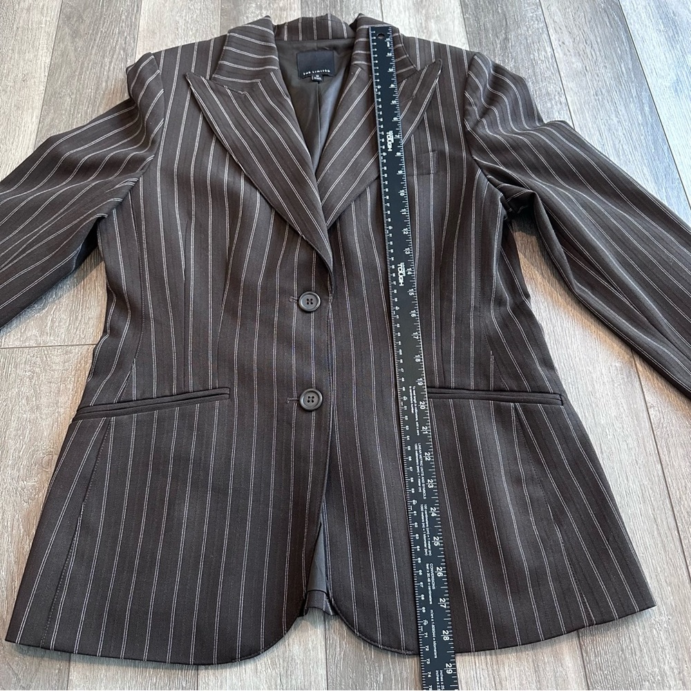 The Limited Pinstripe Brown/Cream Blazer Two Button Suit Jacket Office Business - Picture 10 of 14